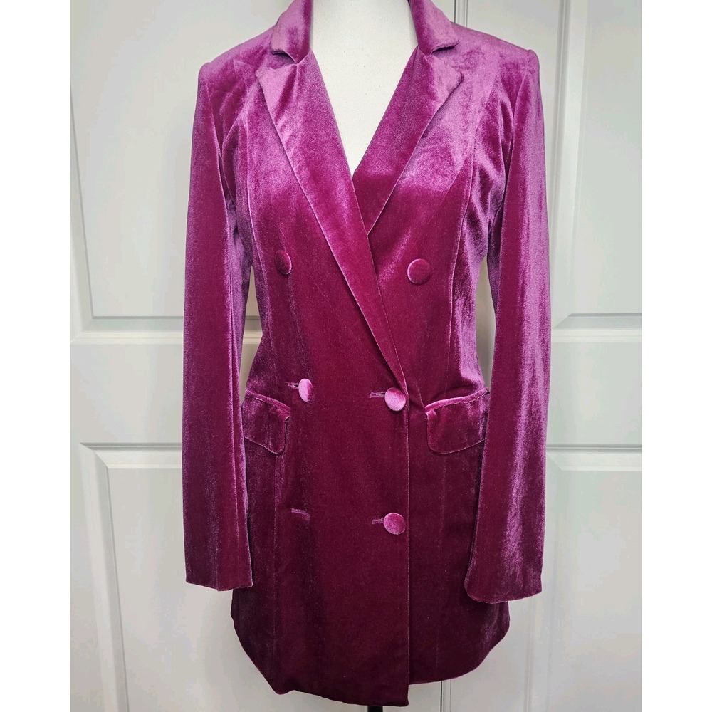 NWT Velvet Double Breasted Mini Dress Blazer Size Small Magenta Forever 21 Glam